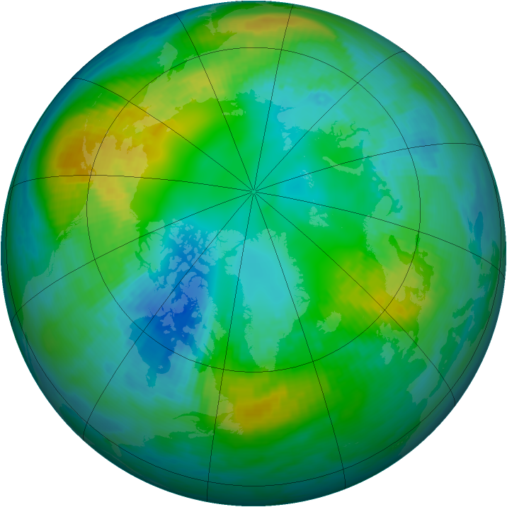 Arctic ozone map for 30 October 1981